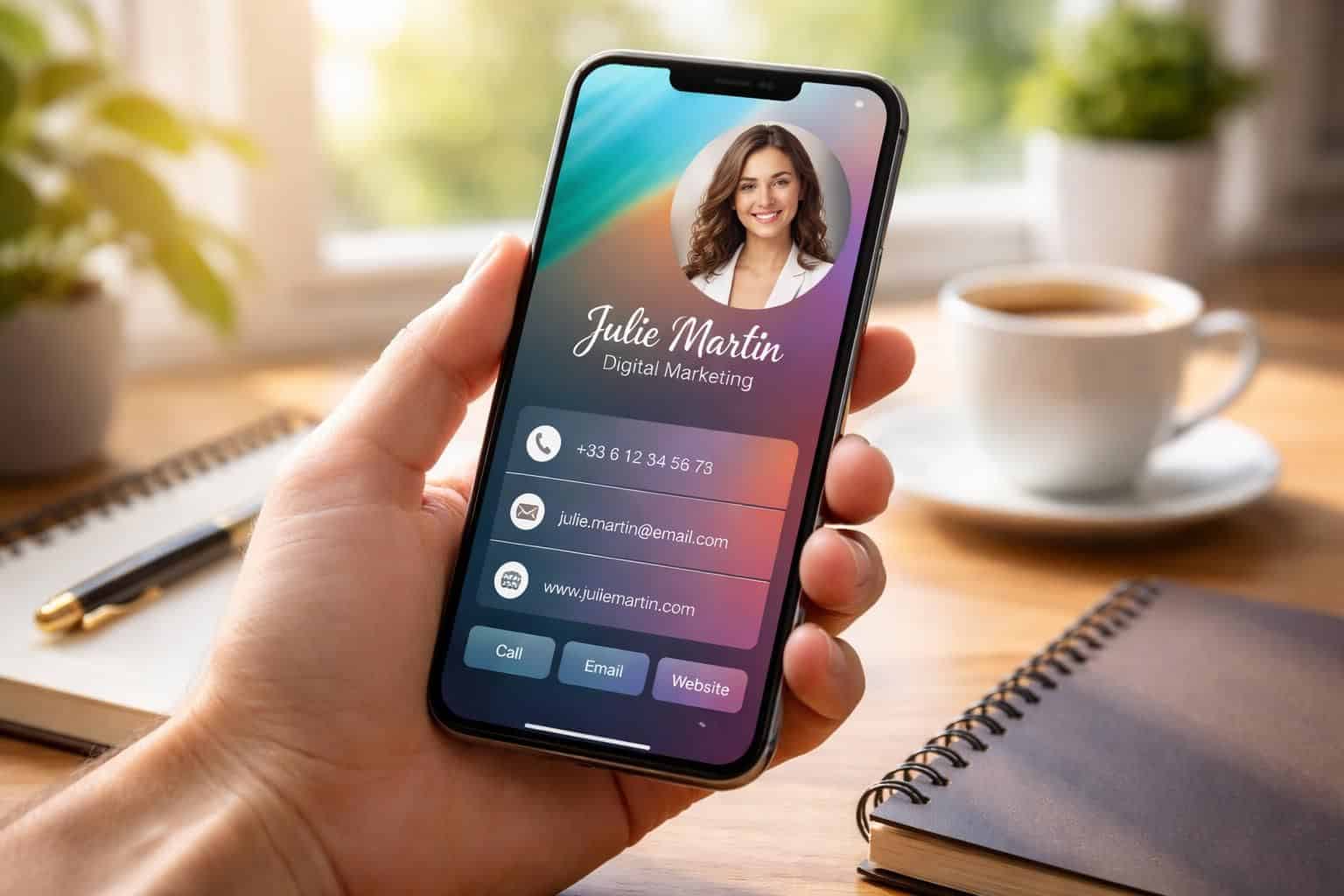 créez facilement et gratuitement votre carte de visite virtuelle en seulement 60 secondes pour partager vos coordonnées rapidement et efficacement.